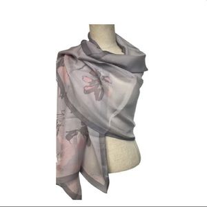 AMORE Pacific Purple & Pink Silk Floral Scarf